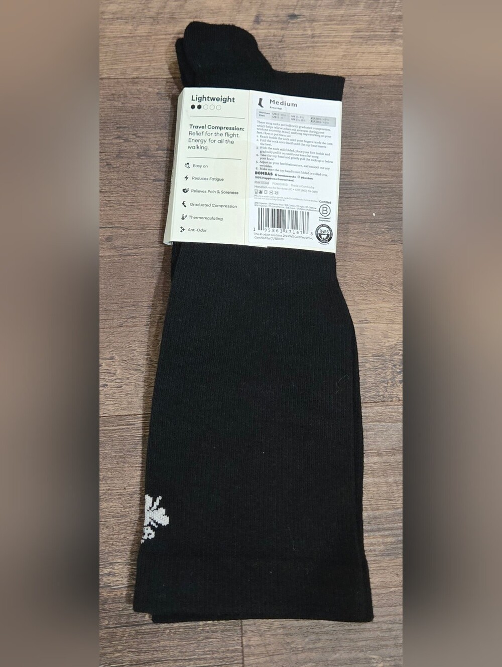 Travel Compression Sock - Black - Pack of Men’s Travel Socks - Picture 2 of 4